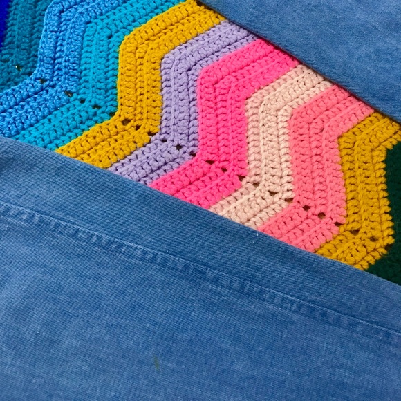 Vintage 70s embroidered bell bottom jeans mid rise - Picture 5 of 7